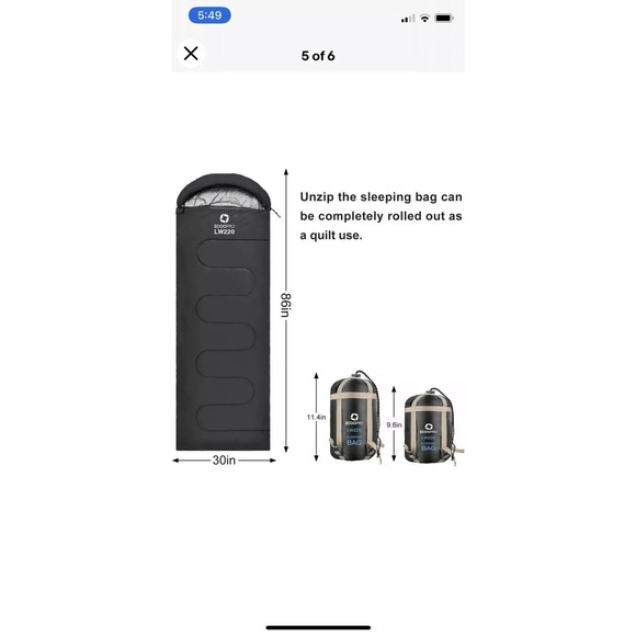 ECOOPRO LW220 Warm Weather Sleeping Bag - Picture 2 of 3